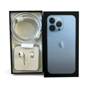 BOX for Apple 13 Pro with NEW Cable and wired Earbuds (phone not included)
